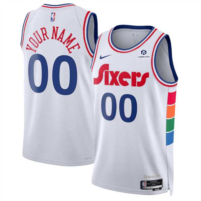 Mens Philadelphia 76ers Active Player Custom White 2024-25 City Edition Stitched Jersey